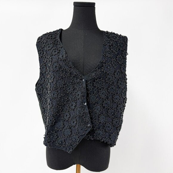 VINTAGE BEADED VEST TOP WITH BUTTONS - Picture 1 of 9